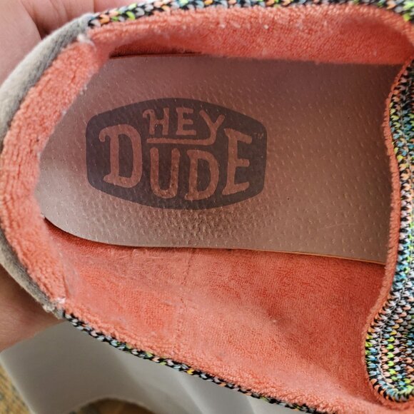 Hey Dude Womens Size 11 Wendy Sox Peacock Pink Multicolor Fabric Casual Shoes - Picture 6 of 10